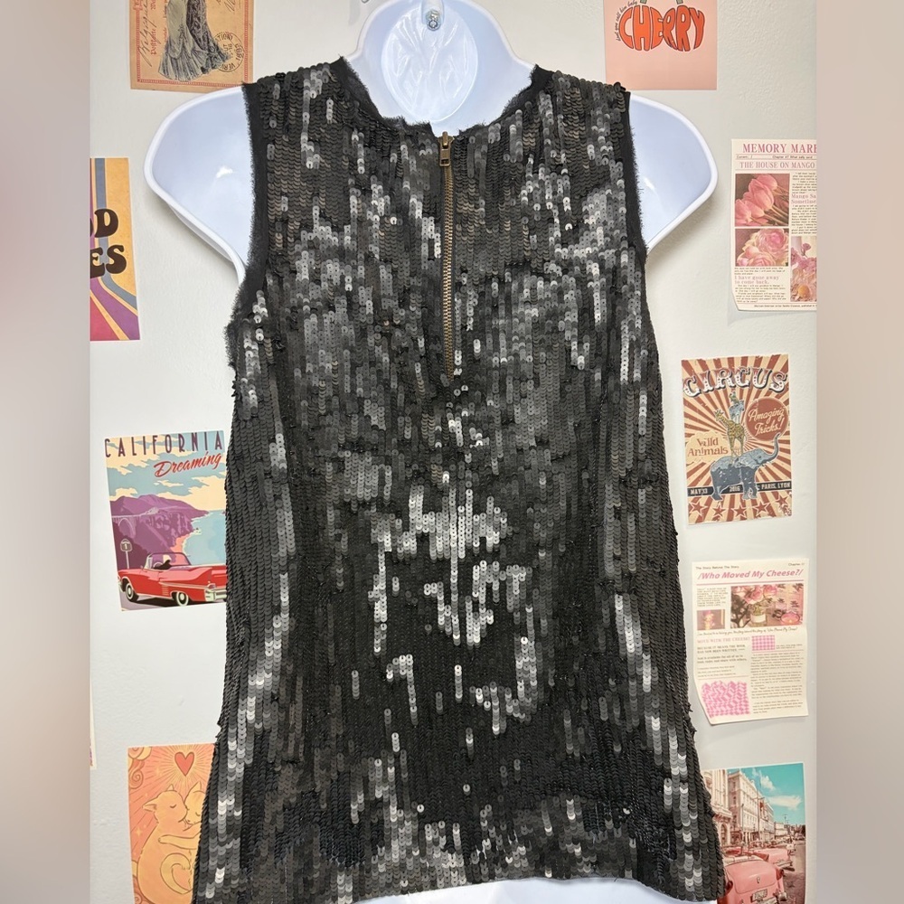 Velvet Black and Gold Sequin Floral Top - Picture 2 of 5